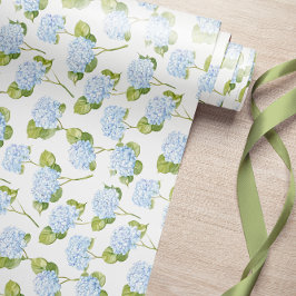 Blauwe Hydrangea Floral Pattern Wrapping Paper Cadeaupapier
