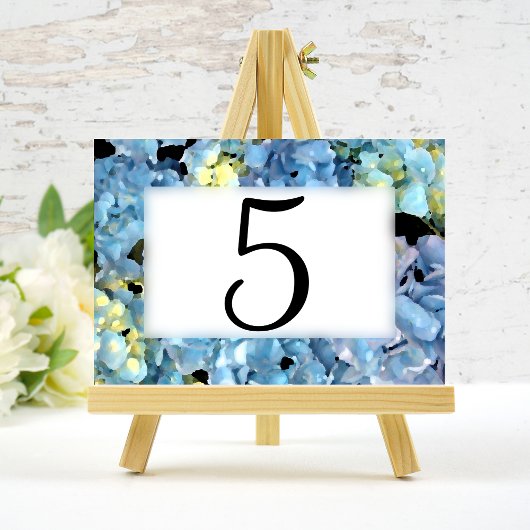 Blauwe hydrangea Floral Table Numbers Kaart