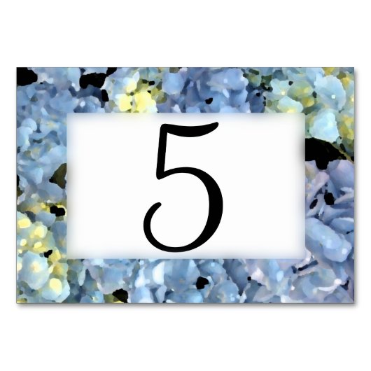 Blauwe hydrangea Floral Table Numbers Kaart (Achterkant)