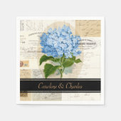 Blauwe Hydrangea Franse bruiloft servetten (Voorkant)