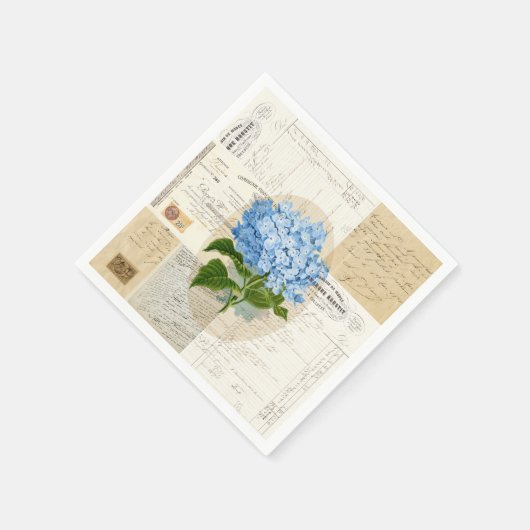 Blauwe Hydrangea Franse Ephemera servetten (Hoek)