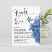 Blauwe hydrangea, gelukkig nooit na ontvangst kaart (Staand voorkant)