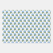 Blauwe Hydrangea Gingham en Polka Dot Patroon Inpakpapier Vel (Voorkant)
