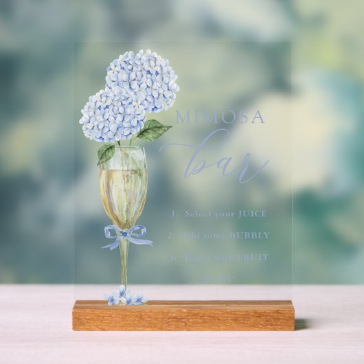 Blauwe Hydrangea, Gouden Mimosa Bar Douche Acryl Bord (Neutraal)