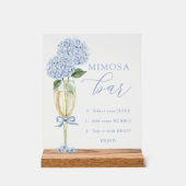 Blauwe Hydrangea, Gouden Mimosa Bar Douche Acryl Bord (Voorkant)