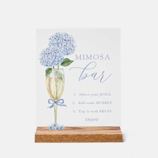 Blauwe Hydrangea, Gouden Mimosa Bar Douche Acryl Bord (Voorkant)