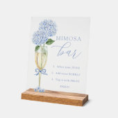 Blauwe Hydrangea, Gouden Mimosa Bar Douche Acryl Bord (Hoek)