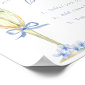 Blauwe Hydrangea, Gouden Mimosa Bar Douche Poster (Hoek)