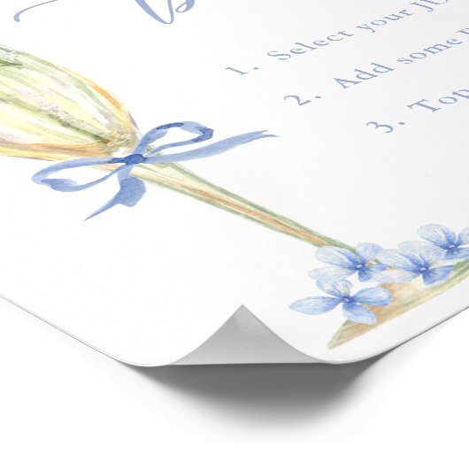 Blauwe Hydrangea, Gouden Mimosa Bar Douche Poster (Hoek)