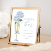 Blauwe Hydrangea, Gouden Mimosa Bar Douche Poster