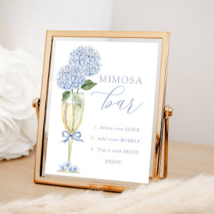 Blauwe Hydrangea, Gouden Mimosa Bar Douche Poster