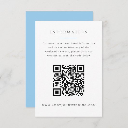 Blauwe Hydrangea Grand-millennial bruiloft info Informatiekaartje (Voorkant / Achterkant)