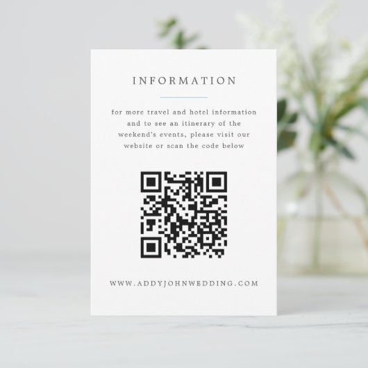 Blauwe Hydrangea Grand-millennial bruiloft info RSVP Kaartje (Staand voorkant)