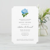 Blauwe Hydrangea Grandmillennial Bruidsfeest Kaart (Staand voorkant)