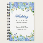 Blauwe Hydrangea groen Bloemen bruiloft planner (Voorkant)