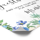 Blauwe Hydrangea Groen Sign Onze Gastboek Poster (Hoek)
