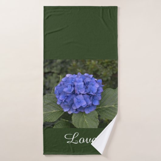 Blauwe Hydrangea Groene bladeren Bad Handdoek (Badhanddoek)