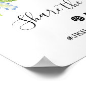 Blauwe Hydrangea Groene Huwelijk Hashtag Bord Poster (Hoek)