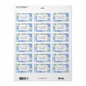 Blauwe Hydrangea Groene Waterverf Bloemen Label (Full Sheet)