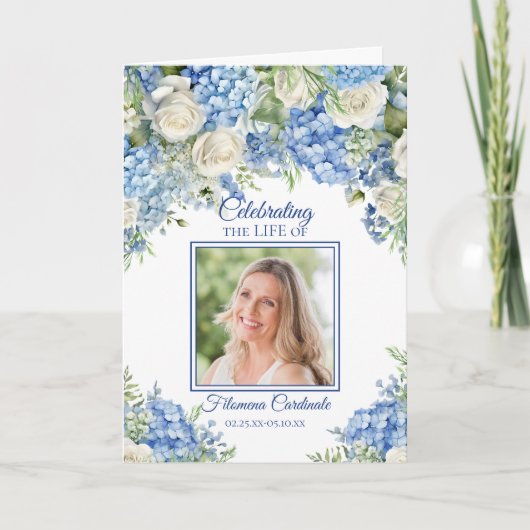 Blauwe Hydrangea-herdenkingsprogramma voor levensv (Voorkant)