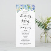 Blauwe Hydrangea Huwelijksprogramma Kaarten (Staand voorkant)