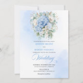 Blauwe Hydrangea Huwelijksuitnodiging Kaart (Voorkant)