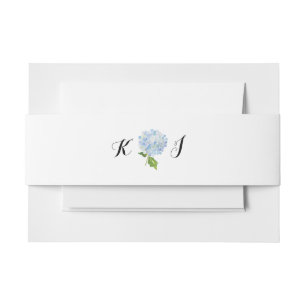 Blauwe Hydrangea InitialWeddin Invitation Belly Ba Uitnodigingen Wikkel