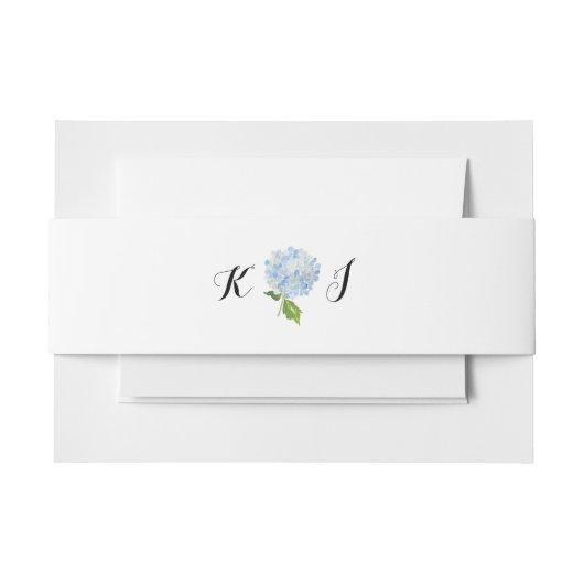 Blauwe Hydrangea InitialWeddin Invitation Belly Ba Uitnodigingen Wikkel (Voorkant Voorbeeld)