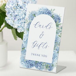 Blauwe Hydrangea Kaarten & Cadeaus Reclamebord Met Voetstuk