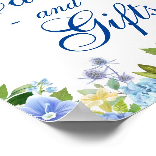 Blauwe Hydrangea Kaarten en Cadeaus Huwelijksbord Poster (Hoek)