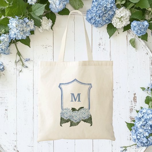 Blauwe Hydrangea Kam en Mand Geperstondeerd Tote Bag