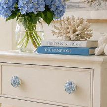 Blauwe Hydrangea Keramische Kastknop | Bloemendeco