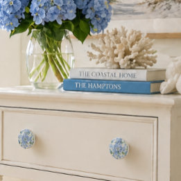 Blauwe Hydrangea Keramische Kastknop | Bloemendeco Knop