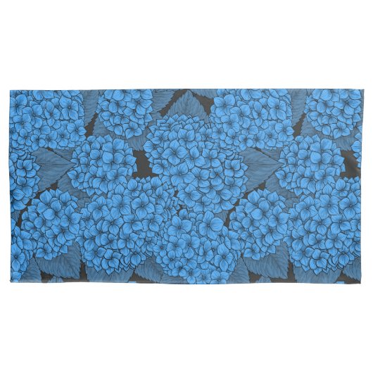 Blauwe hydrangea kussensloop (Voorkant-Links)