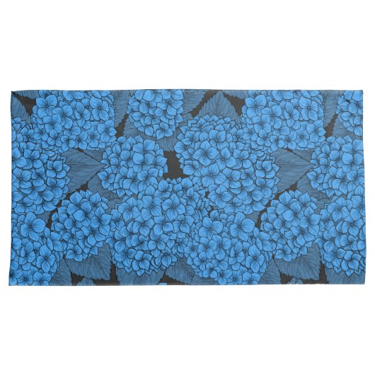 Blauwe hydrangea kussensloop (Voorkant-Rechts)