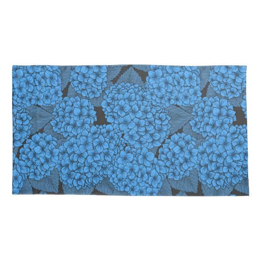 Blauwe hydrangea kussensloop (Achterkant-Links)