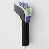 Blauwe Hydrangea Kust Bloemenvase Monogram Golfheadcover (Schuin)