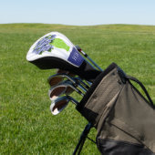 Blauwe Hydrangea Kust Bloemenvase Monogram Golfheadcover (Insitu)