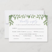 Blauwe Hydrangea Leaf Classic Wedding Reply RSVP Kaartje (Voorkant)
