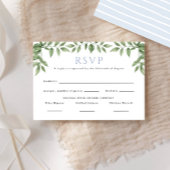 Blauwe Hydrangea Leaf Classic Wedding Reply RSVP Kaartje