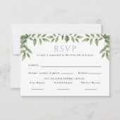 Blauwe Hydrangea Leaf Classic Wedding Reply RSVP Kaartje (Voorkant)