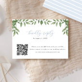 Blauwe Hydrangea Leaf QR Code Kalligrafie Beantwoo RSVP Kaartje