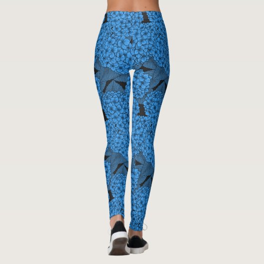 Blauwe hydrangea leggings (Achterkant)