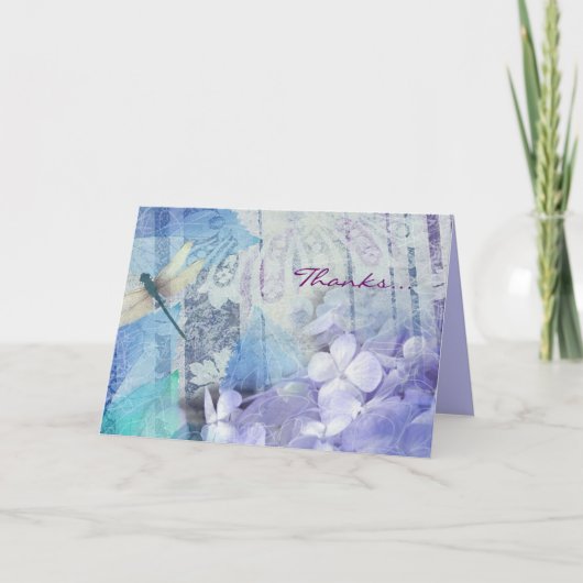 BLAUWE HYDRANGEA & LIBELLE Dankkaart Bedankkaart (Voorkant)