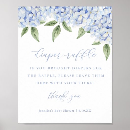 Blauwe Hydrangea Luierraffle Display Poster (Voorkant)