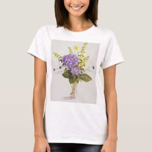 Blauwe hydrangea met gele losestrife t-shirt