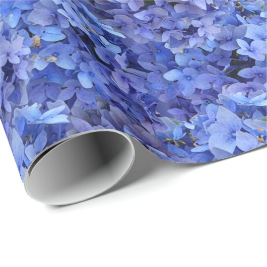 Blauwe hydrangea met papierglansvulling cadeaupapier (Rol Hoek)