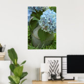 Blauwe hydrangea met Poster van Pitcher (Thuiskantoor)