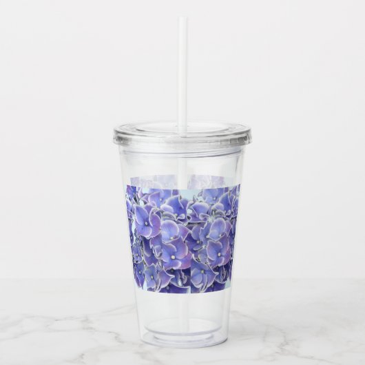 Blauwe hydrangea met witte rand Acryltumbler Acryl Drinkbeker (Voorkant)