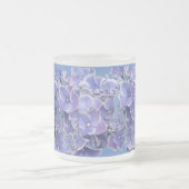 Blauwe hydrangea met witte rand Patroonglas Matglas Koffiemok (Center)